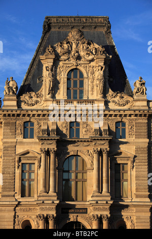 France, Paris, Louvre palace, museum, Cour Napoléon, Pavillon Colbert, Stock Photo