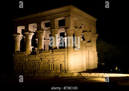 Trajan's Kiosk hypaethral temple attributed to the Roman emperor Trajan in Philae temple on Agilkia island in the reservoir of the Aswan Low Dam Egypt Stock Photo