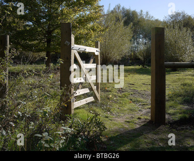 Open Five Barred Field Gate in Hampshire, UK Stock Photo