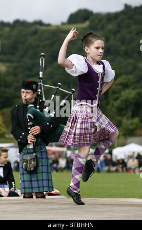 Scottish Highland Dance, Glenurquhart Highland Gathering and Games, Blairbeg Park, Drumnadrochit, Scotland Stock Photo