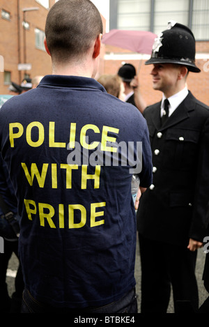 gay police officers at the Manchester Pride Parade in the UK Stock Photo