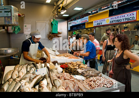 Fish fishmonger Malaga Central Market Atarazanas Spain Andalusia