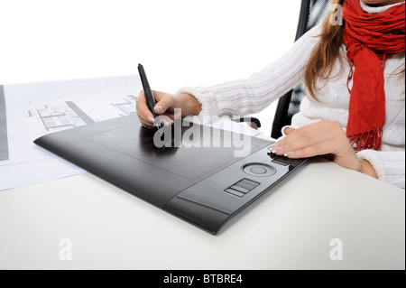hand on graphic tablet. Stock Photo