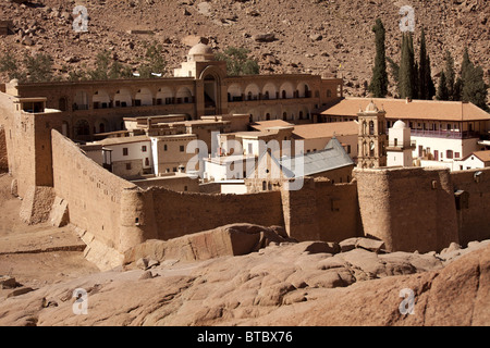 the orthodox Saint Catherine's Monastery near Saint Katherine or El Miga village, Sinai, Egypt, Africa, Stock Photo