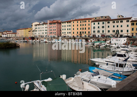 Livorno traditionally called Leghorn in English, is a port city on the Ligurian Sea on the western edge of Tuscany, Italy. Stock Photo