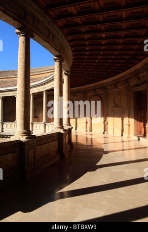 Second floor of the Palace of Charles V at the Alhambra in Granada, Spain Stock Photo