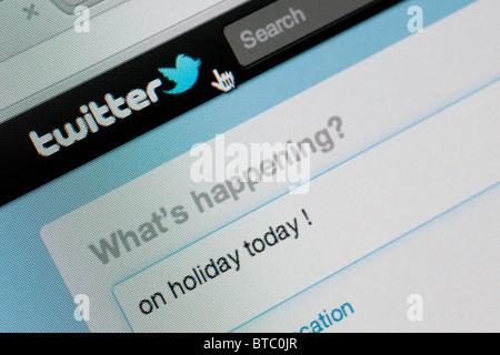 Detail of screenshot from website of Twitter instant messaging website Stock Photo