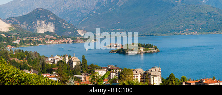 The town of Stresa and Isola Bella on Lake Maggiore Italy Stock Photo