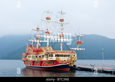 Pirate Tourist Ship on Ashi Lake, Togendai, Fuji-Hakone National Park, Japan Stock Photo