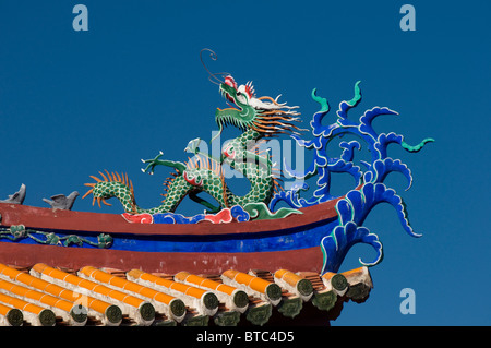 The ornamental roof of the Confucius Temple in Taipei, Taiwan Stock Photo