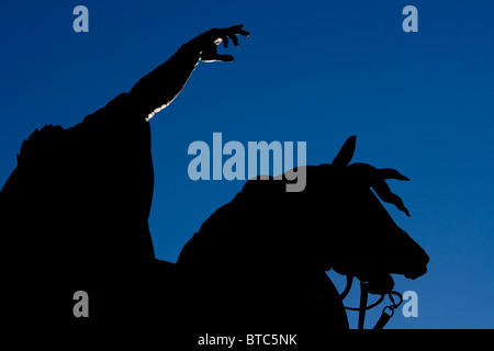 Copper equestrian statue of King George the Third on the Long Walk, Windsor, England. Stock Photo