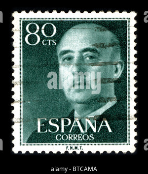 SPAIN-CIRCA 1975: A stamp printed in SPAIN shows image portrait Francisco Paulino Hermenegildo Teódulo Franco y Bahamonde Salgado Pardo de Andrade,commonly known as Franco, was a Spanish military general and dictator, circa 1975. Stock Photo