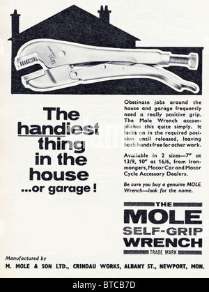 Advert for the Mole self-grip wrench in Practical Motorist magazine dated September 1965 Newport South Wales UK Stock Photo