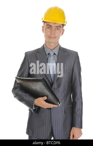 Businessman in helmet Stock Photo