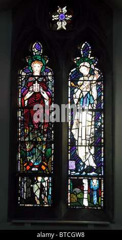 Harry Clarke stained glass window, St Joseph's Church, Carrickmacross, Co. Monaghan, Ireland Stock Photo