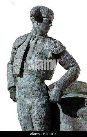 Close-up of the statue of the famous Spanish bullfighter Cayetano Ordonez y Aguilera (1904-1961) outside the bullring of Ronda, Spain Stock Photo