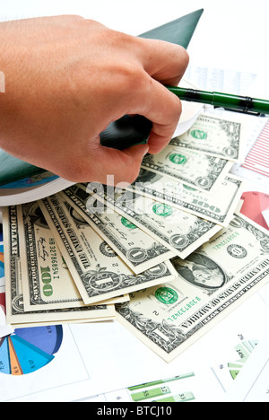 Charts, diagrams and money Stock Photo