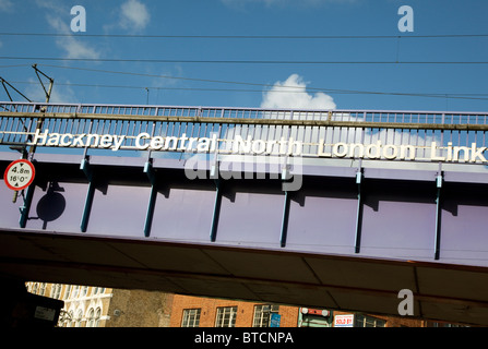 Overground railway bridge, Hackney Central, London Stock Photo