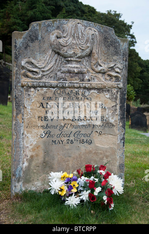 Anne Bronte's grave in St Marys graveyard in Scarborough. Stock Photo