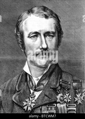 The Viscount Wolseley; Portrait when he was Major General Sir Garnet Joseph Wolseley circa 1876; Black and White Illustration Stock Photo