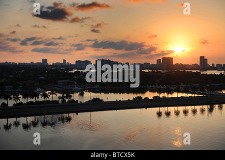 Aerial view of Miami at daybreak Stock Photo