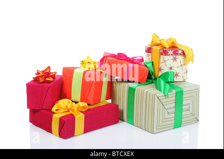 Gift boxes with ribbons and bows. Stock Photo