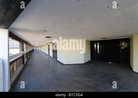 One of the 'streets in the air' on the Park Hill Estate, Sheffield - now being refurbished.  FURTHER DETAILS IN DESCRIPTION. Stock Photo