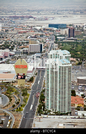 View of Las Vegas Suburbs from the top of the Stratosphere Hotel Tower Stock Photo