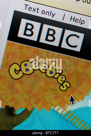 Detail of screenshot from website of BBC CBeebies childrens' television channel homepage Stock Photo