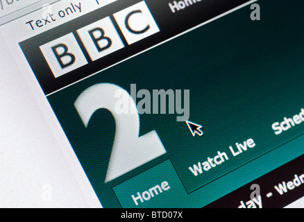 Detail of screenshot from website of BBC Two television channel homepage Stock Photo