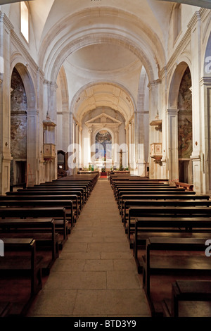 Hospital de Jesus Cristo Church. 17th century Portuguese Mannerist architecture, called Chão. City of Santarém, Portugal. Stock Photo