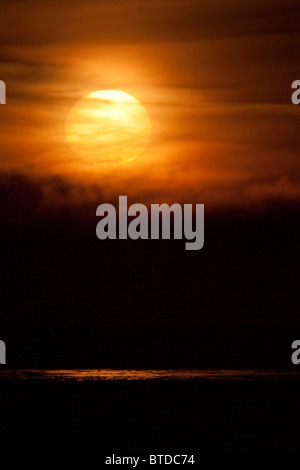 Sunset over Turnagain Arm and Cook Inlet, near Bird Point, Anchorage, Southcentral Alaska, Winter Stock Photo