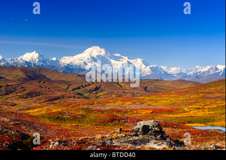 Scenic view of the the Southside of Mt. McKinley from Peters Hills, Southcentral Alaska, Denali State Park Stock Photo