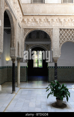 Portico at the Patio de las Muñecas (Courtyard of the Dolls) at the Alcazar of Seville in Seville, Spain Stock Photo