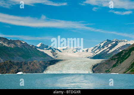 Scenic view of Yale Glacier and Yale Arm from the northern part of College Fjord, Prince William Sound, Alaska, Summer Stock Photo