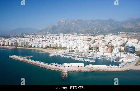 Aerial view of Puerto Banus harbor on the Costa del Sol, Marbella, Spain Stock Photo