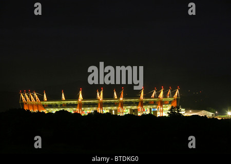 The 2010 FIFA World Cup Mbombela stadium viewed at night Stock Photo