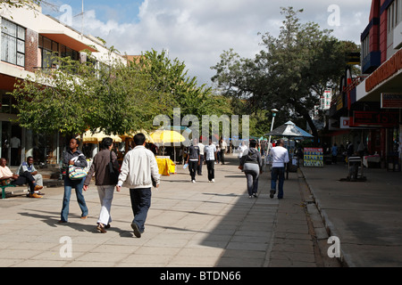 People walking in the Old Main Mall in the City centre of Gaborone Stock Photo