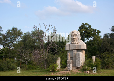 A statue of Paul Kruger, one of the founders of the Kruger National Park, at the entrance of the Kruger Gate Stock Photo