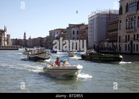 SPEED BOATS BARGES VENICE ITALY VENICE ITALY VENICE ITALY 11 September 2010 Stock Photo