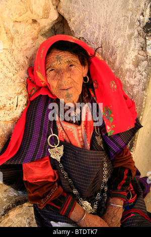 An old Berber woman with tattoos on her  face Stock Photo