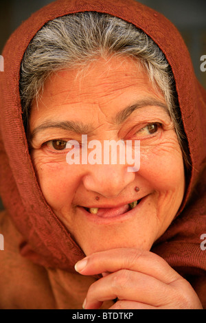 Portrait of an old Berber woman in town of Mahdia. Stock Photo