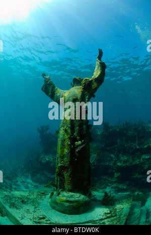 Christ of the Abyss statue off Key Largo coast, Florida, USA Stock Photo