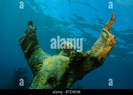 Christ of the Abyss statue off Key Largo coast, Florida, USA Stock Photo