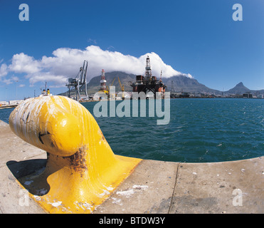 An Oil Rig in the Cape Town Harbour Stock Photo