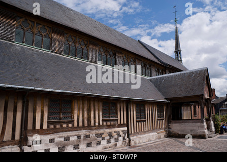 church of Sainte-Catherine in Honfleur, Normandy, was built by shipwrights and is the largest wooden church in France Stock Photo