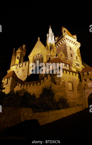 Kreuzenstein Castle at night, Lower Austria Stock Photo