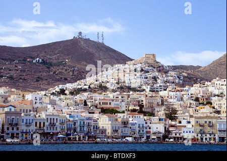 View of Ermoupolis, on the island of Syros. Stock Photo