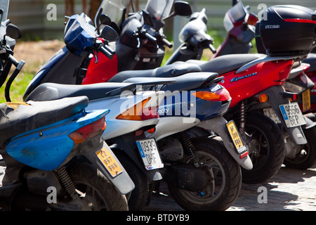 motor scooters parked in Cadiz city Spain Stock Photo