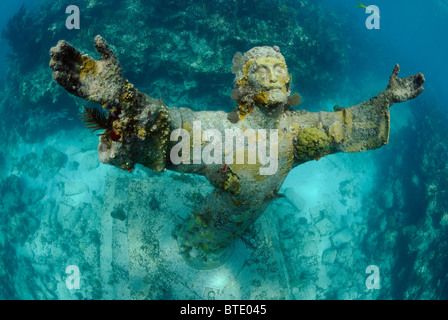 Christ of the Abyss statue off Key Largo coast, Florida, USA Stock Photo